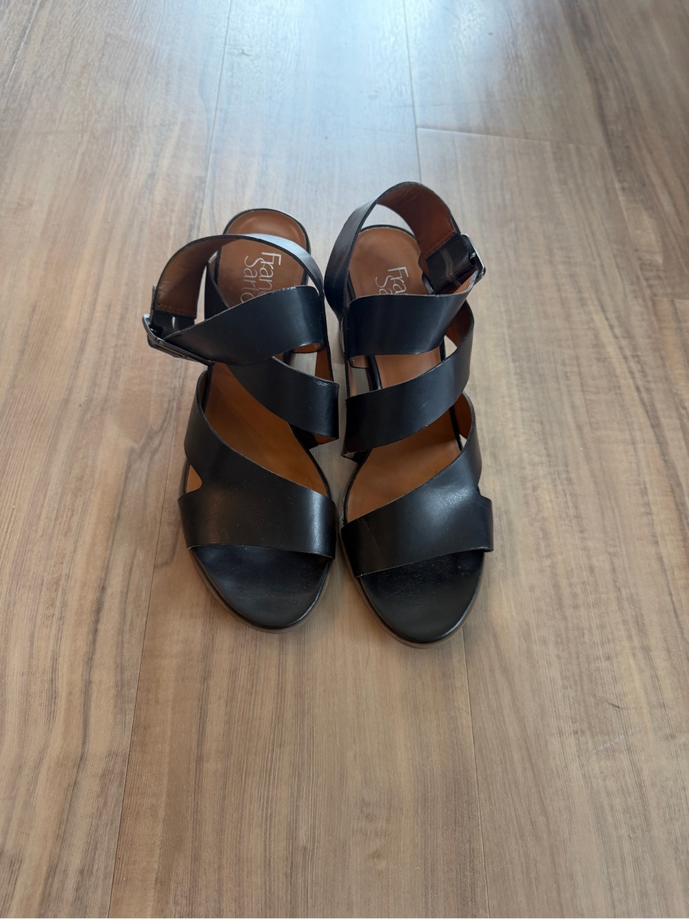 Franco Sarto black block heel sandals. Size 9.5